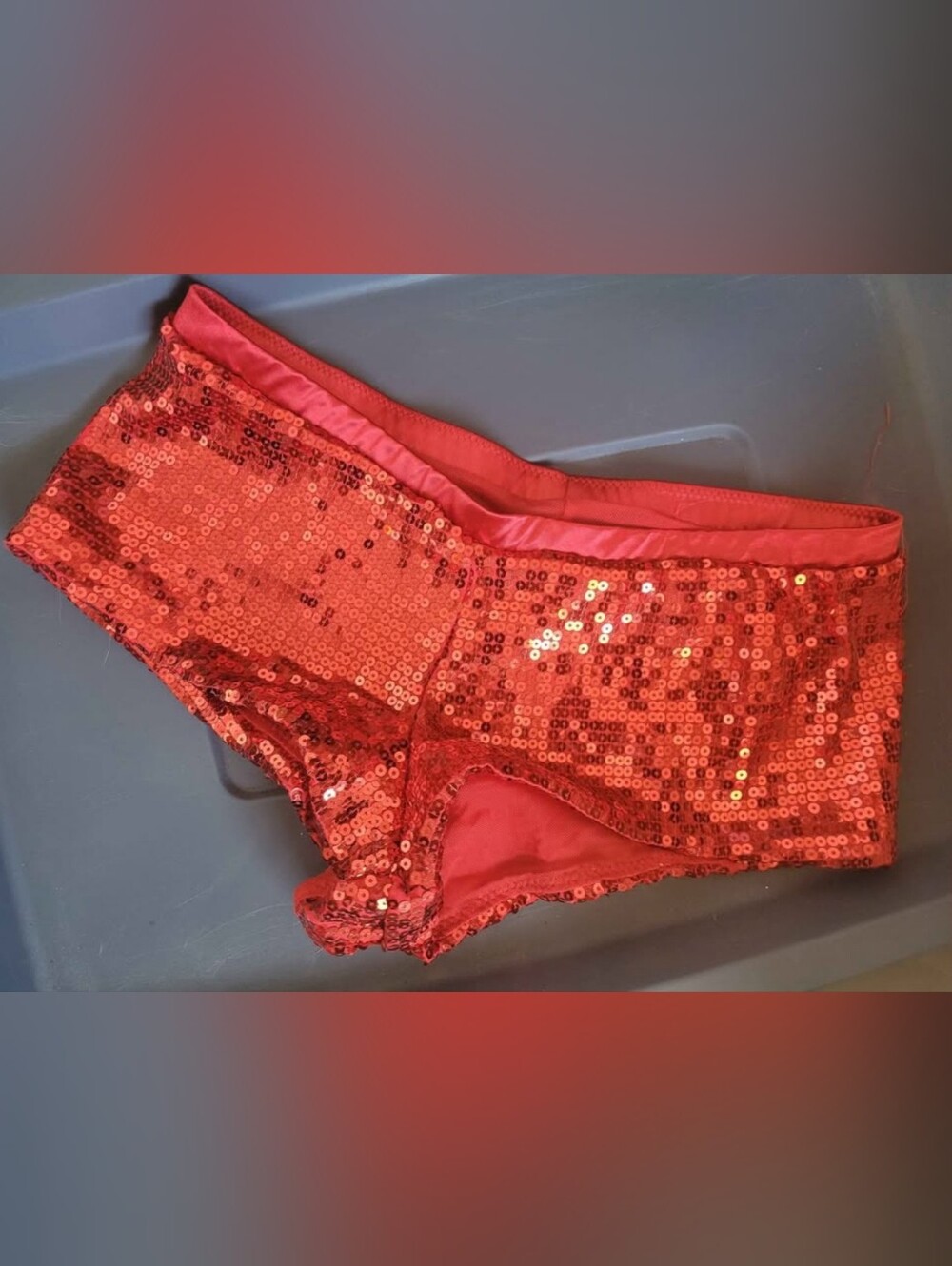 Red Sequin Bike Shorts for Women - Sparkle Performance Shorts